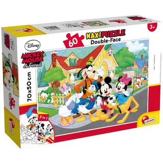 Lisciani - Disney Mickey & Freunde Supermaxi Puzzle - ab 3 Jahren - Double Face 2 in 1 mit Malrückseite - 60 Teile - Riesenformat 70 x 50 cm - Lernspiel für Kinder und Mickey Mouse Fans Set