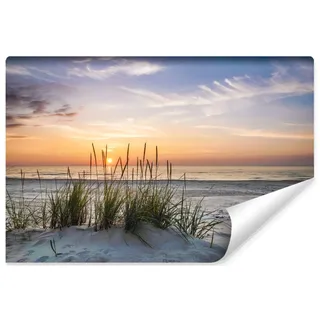 Muralo Fototapete Selbstklebend Vlies Meer, Strand, Dünen - 416x254 cm | Moderne Tapete, Sonnenuntergang - ideal für Wohnzimmer und Schlafzimmer, Schlafzimmer und Büro