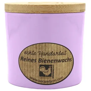100% Bienenwachskerze im Glas 70/70 mm, Lavendel, KERZENFARM HAHN, Brenndauer 17h