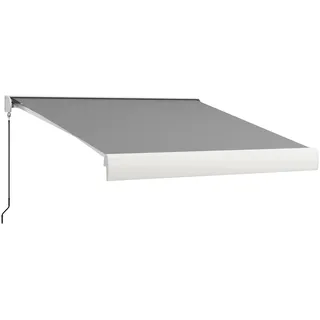 Markise, Elektrisch/manuell Ausfahrbar, Vollkassette, Fernbedienung, Aluminiumrahmen, 3 X 2,5 M, Hellgrau