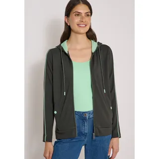 Cardigan CECIL, Damen, Gr. XS (36), raw khaki, Stoff, 72% Viskose, 25% Polyester, 3% Elasthan, unifarben, normal normal, ohne Ausschnitt, abgesteppt, Strickjacken, mit Kapuze mit Tunnelzugband