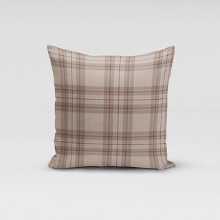 SCHÖNER LEBEN. Dekokissen »SCHÖNER LEBEN. Kissenhülle Schottenkaro kariert natur rosa braun verschiedene Größen«, handmade, made in Germany beige|braun|rosa quadratisch - 50 cm x 50 cm