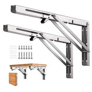 Professionelle Klappkonsole Schwerlast, Edelstahl Klappkonsolen Klappkonsole Tisch Klappregalhalterungen Klappträger Regalträger für Bänke und Regale (250mm, 2 Stück)