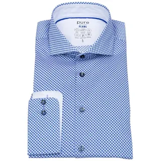 Pure Langarmhemd Slim Fit stark tailliert Haifischkragen blau 40