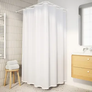 AQUABAD HydroSafe Duschvorhang 240x180 cm, Badewannenvorhang, Weiß, Textil - waschbar bis 40°C, wasserfest & schimmelhemmend, mit weißen Ösen, pflegeleicht