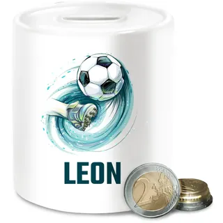 Spardose - Fußball Schuss Cool Fußballfan | Fußballgeschenkideen - Unisize - Weiß - Fussball Geschenke Jungen fußballfans Leon Keramik fußball-spardose fussballgeschenk fußballmotiv spardosen