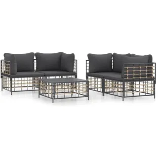 vidaXL Garten-Lounge-Set 6-tlg. anthrazit Polyrattan