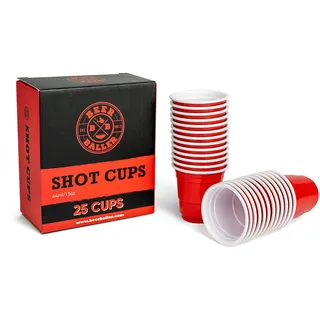 Shot Red Cups - 25 rote Shot Becher | 4cl | Retro American Schnapsgläser | wiederverwendbar & spülmaschinenfest | Rote Plastik Shotgläser | rote Partybecher