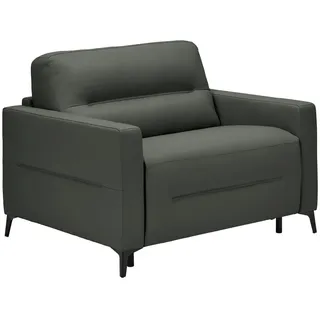 Novel Schlafsessel, Anthrazit, Metall, Echtleder, Rindleder, Uni, 115x89x97 cm, Liegefunktion, Wohnzimmer, Sessel, Schlafsessel