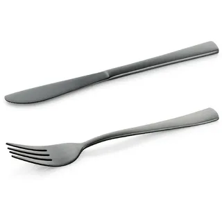 24 tlg. Besteckset schwarz matt,12 Gabeln, 12 Messer, Hamburg Fresh, Chromstahl 18/0