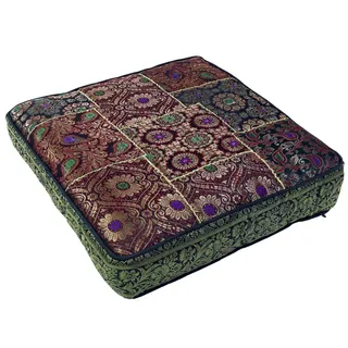 Guru-Shop Sitzkissen Orientalisches eckiges Patchwork Kissen 50 cm,.. lila