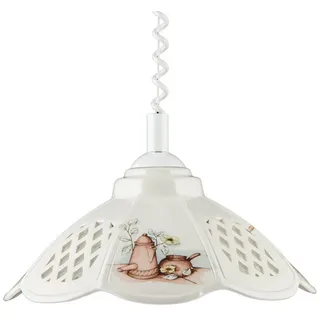Helios Leuchten Pendelleuchte Küchenlampe Keramik weiß, Keramiklampe, Hängelampe, für Esszimmer Küche Esstisch, Deckenlampe hängend höhenverstellbar weiß