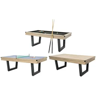 vente-unique Billardtisch Schwarz, Naturfarben hell 213.4 cm