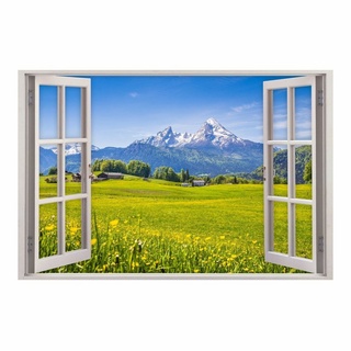 nikima Wandtattoo 151 Fenster - Alpen Berge (PVC-Folie), in 5 vers. Größen bunt 75 cm x 50 cm
