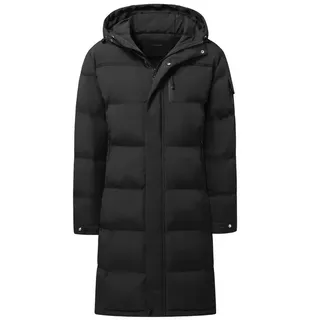 Allthemen Steppmantel mit Kapuze Herren Langmantel warmer Winterparka schwarz XL