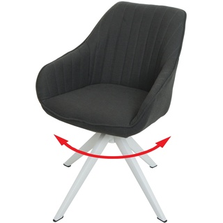 Esszimmerstuhl MCW-K27, Küchenstuhl Stuhl mit Armlehne, drehbar Stoff/Textil ~ dunkelgrau