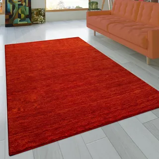Paco Home Teppich Wohnzimmer Kurzflor Naturfaser Einfarbig Handgearbeitet Gabbeh 200x300 Cm, Terracotta
