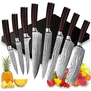 KEENZO Messer-Set 8-Teiliges Küchenmesserset Profi Kochmesser mit scharfer Klinge (8-tlg) rot