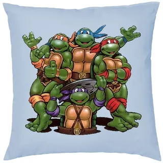 Blondie & Brownie Dekokissen Turtles Ninja Schildkröten Team Pizza Kissen mit Füllung blau