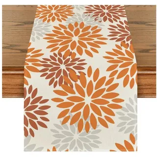 LuxusKollektion Tischläufer Tischläufer Dahlien Orange Herbst 40 x 100 cm Tischläufer Orange bunt 40 cm x 100 cm