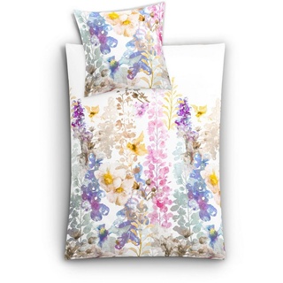 Bettwäsche »Alcea«, Kleine Wolke, Mako-Satin, 2 teilig, mit floralem Print bunt|weiß 1 St. x 155 cm x 220 cm