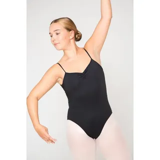 tanzmuster Body Damen Ballettanzug Tilda mit gerafftem Ausschnitt tiefes Rückendesign aus geblümter Spitze schwarz 40