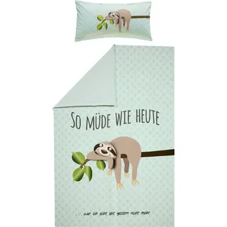 Erwin Müller Kinderbettwäsche Wendebettwäsche "Faultier", Renforcé, Tiermotiv grün