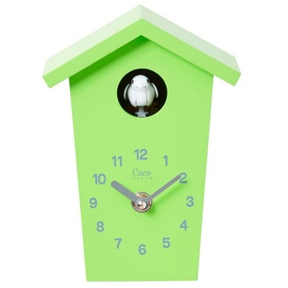 Cuco Clock Wanduhr Mini Kuckucksuhr HOCHHAUS, Wanduhr, Moderne Schwarzwalduhr (17,0 × 12,4 × 9cm, mit Nachtruhefunktion, Kuckucksruf, Quarzuhrwerk) grün