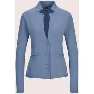 Madeleine Strickjacke Eleganter Blazer mit feinem Glattstrick Blau 48