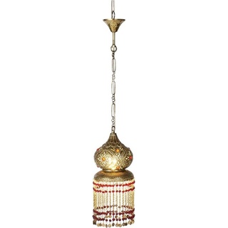 Marrakesch Orient & Mediterran Interior Deckenleuchte Orientalische Lampe Pendelleuchte Messing Ghadir 40cm, ohne Leuchtmittel, Handarbeit rot
