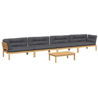 vidaXL Loungesofa 5-tlg. Garten-Sofagarnitur aus Paletten mit Kissen nholz, 1 Teile braun