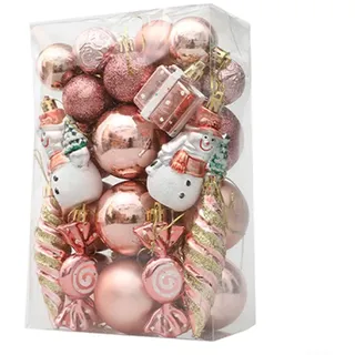 20/29 Stück Weihnachtsdekorationen, rosa und weiß, bruchsichere Weihnachtsbaumkugeln, Weihnachtskugeln, Weihnachtsbaum, hängende Ornamente für Weihnachten, Urlaub, Hochzeit, Party-Dekoration (C)