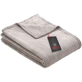 Ibena Kuscheldecke Olbia 130x180 cm - flauschig, warm & waschbar, Fleecedecke hellgrau einfarbig