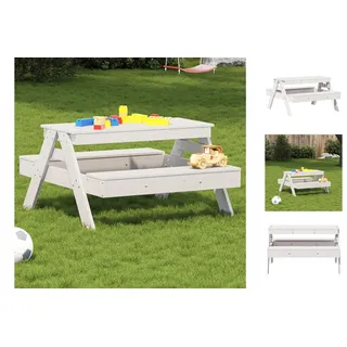 vidaXL Gartentisch Picknicktisch für Kinder Weiß 88x97x52 cm Massivholz Kiefer weiß