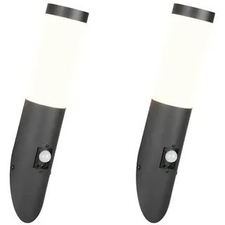 TRIO Leuchten LED Außen-Wandleuchte 2er SET mit Bewegungsmelder, Höhe 39cm, mit Bewegungssensor, LED wechselbar, warmweiß, Fassadenbeleuchtung Wand-Außenleuchten Hausbeleuchtung inkl. E27 LED schwarz