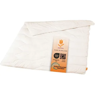 sleepling Schurwolle Ganzjahresdecke 200x200 cm, Bettdecke, 100% Baumwolle, medium Decke 200 x 200 cm, Ganzjahresbettdecke, Schlafdecke,100% Tesselaar Schaf, Made in Holland, OEKO-TEX, selbstreinigend