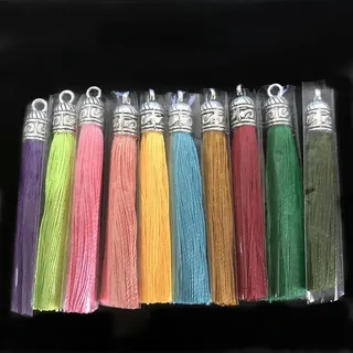 KEMTAT 10/20/50 stücke 6 cm Kleine Seide Quaste Ohrringe Anhänger Charms Handwerk Silber Kappen Quasten Pinsel Für DIY Schmuck Machen Zubehör