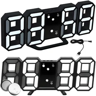 Retoo Wecker 3D Led Wecker Digital Tischuhr Moderne Digitaluhr Alarm Clock Display Uhr mit Weckfunktion, Wecker mit Schlummerfunktion schwarz