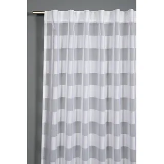 Sehlbach "Schal Streifen, weiß, B:140cm H:245cm, Polyester, Gardinen, Gardine, mit verdeckten Schlaufen,