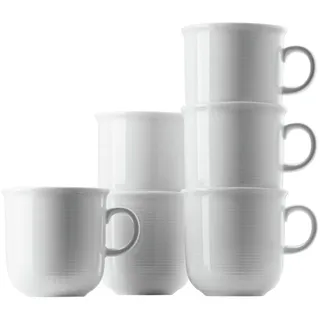 Thomas Porzellan Geschirr-Set Trend weiss Becher mit Henkel groß 0,36 l Set6, Porzellan weiß