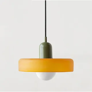 SYUFRE Pendelleuchte Mid Century Bunte Deckenleuchte mit Lampenschirm aus Glas Pendelleuchte Vintage Pendelleuchten aus Eisen und Glas für Schlafzimmer