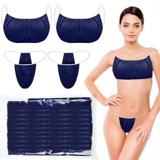 Yahenda Damen Unterwäsche-Set, Einweg BH & Tanga, 50 Stück, Blau, Weiß - 50 Piece Set