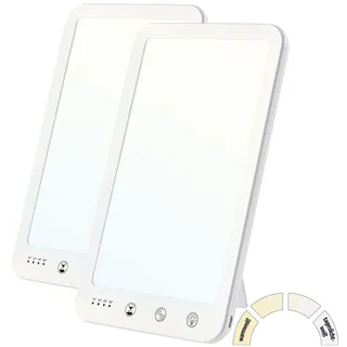 Lunartec 2er-Set CCT-LED-Tageslichtlampe, 10.000 Lux, Timer, USB-C, 3000-6500K