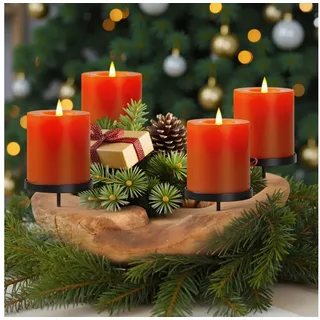 HOMECALL Adventskranz – Dekoschale mit Kerzenhaltern Ø Natürliche Holzschale für ganzjährige Tischdekodeko