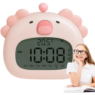 Qyljeiwred Nachtlicht Wecker, Nachttischlampe mit Alarm – Kreatives Axolotl Nachtlicht mit 6 Helligkeiten für Schlafzimmer, Schule, Wohnzimmer