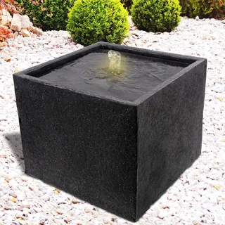 Gartenbrunnen Brunnen Zierbrunnen Zimmerbrunnen Springbrunnen Brunnen mit LED-Licht 230V Wasserfall Wasserspiel für Garten, Gartenteich, Terrasse, Balkon (Basalt MODERNA mit LED-Licht - 230V)