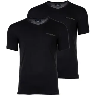 Emporio Armani T-Shirt, 2er Pack - CORE LOGOBAND, V-Neck, Regular Fit, Stretch Cotton Schwarz M