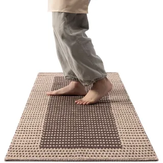 Wolldecke Teppich Küche - Küchenmatte Teppichläufer - Läufer Küche Flur, HOMELEVEL, Küchenteppich waschbar rutschfest Küchenläufer 60x180cm beige braun beige|braun