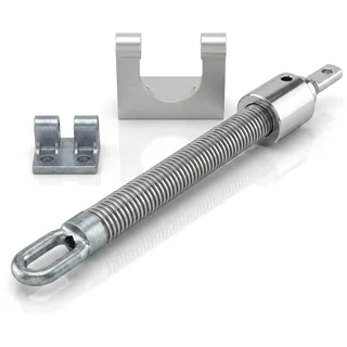 WSS Teleskopspindel manuell für Lichtkuppel und Dachfenster - Spindel mit 300 mm Hub - inklusive Halterung für Kranz und Lichtkuppel - chrom verzinkt grau silber