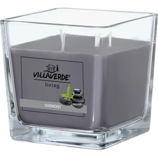 Villa Verde Duftkerze Villa Verde Duftkerze im Glas 3-Docht Harmony, 10 grau